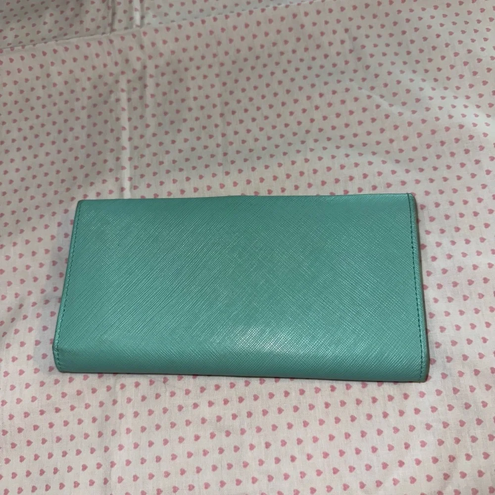 Salvatore Ferragamo Turquoise Wallet with Gold Detail - Picture 10 of 14